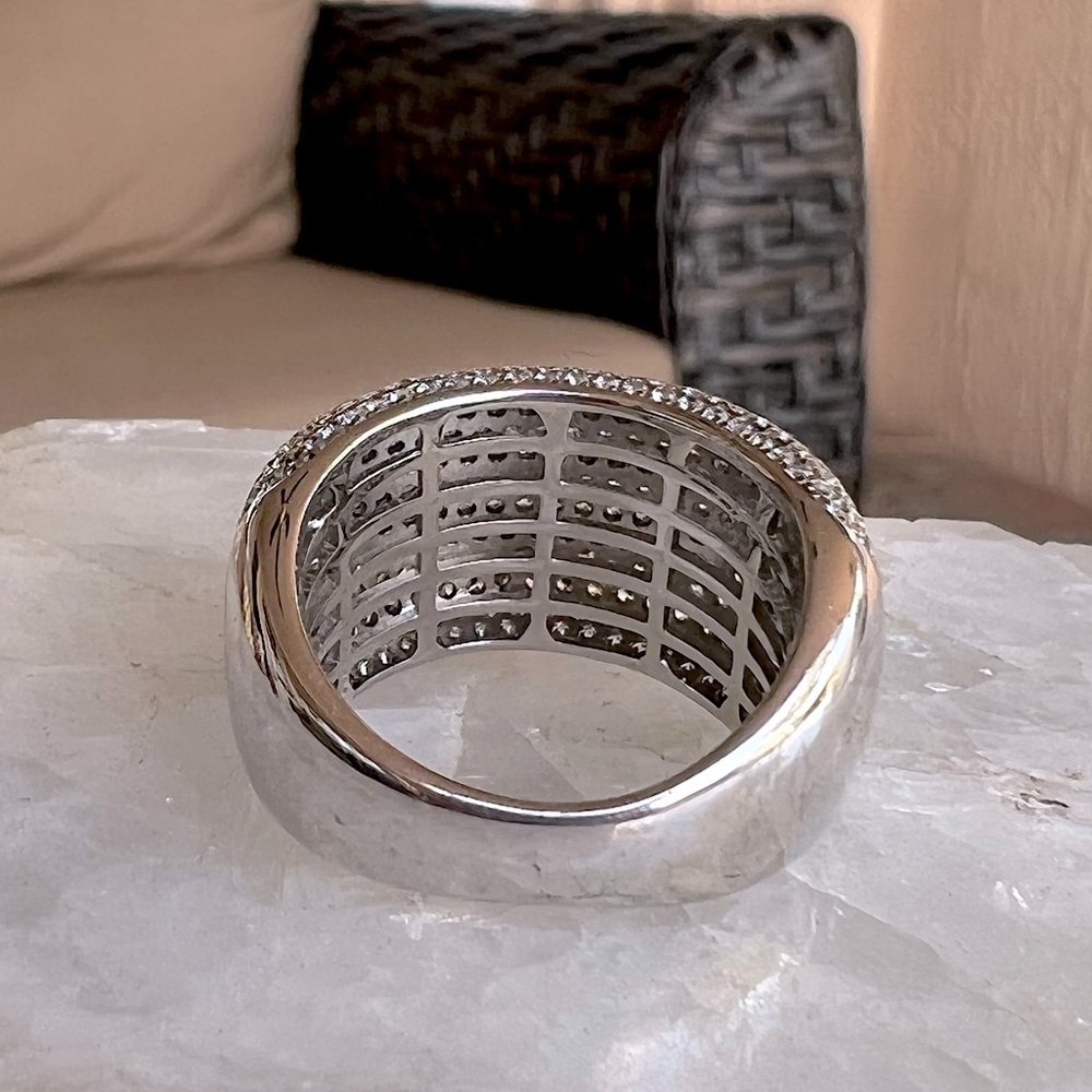 Diamond (sim) Sterling Silver Statement Ring Sz 8 - Picture 13 of 14